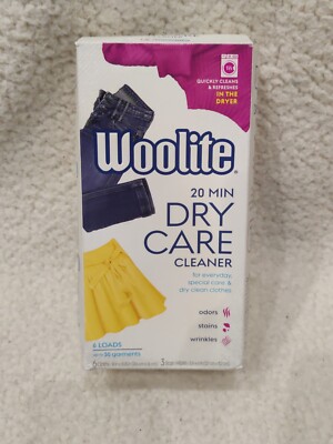 Woolite At Home Dry Cleaner, Fresh Scent, 6 Cloths, 3 Stain Wipes - Brand New