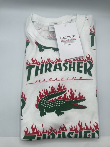 LACOSTE x THRASHER WHITE ALL OVER PRINT TEE SIZE S | eBay