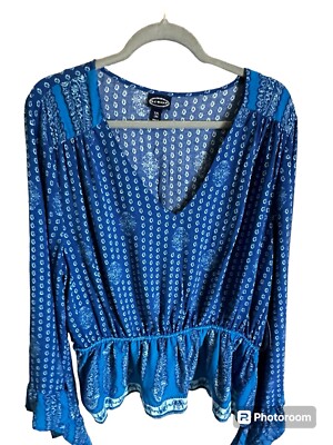 NWT Scoop Blue Blouse Women s Size 2X (20)