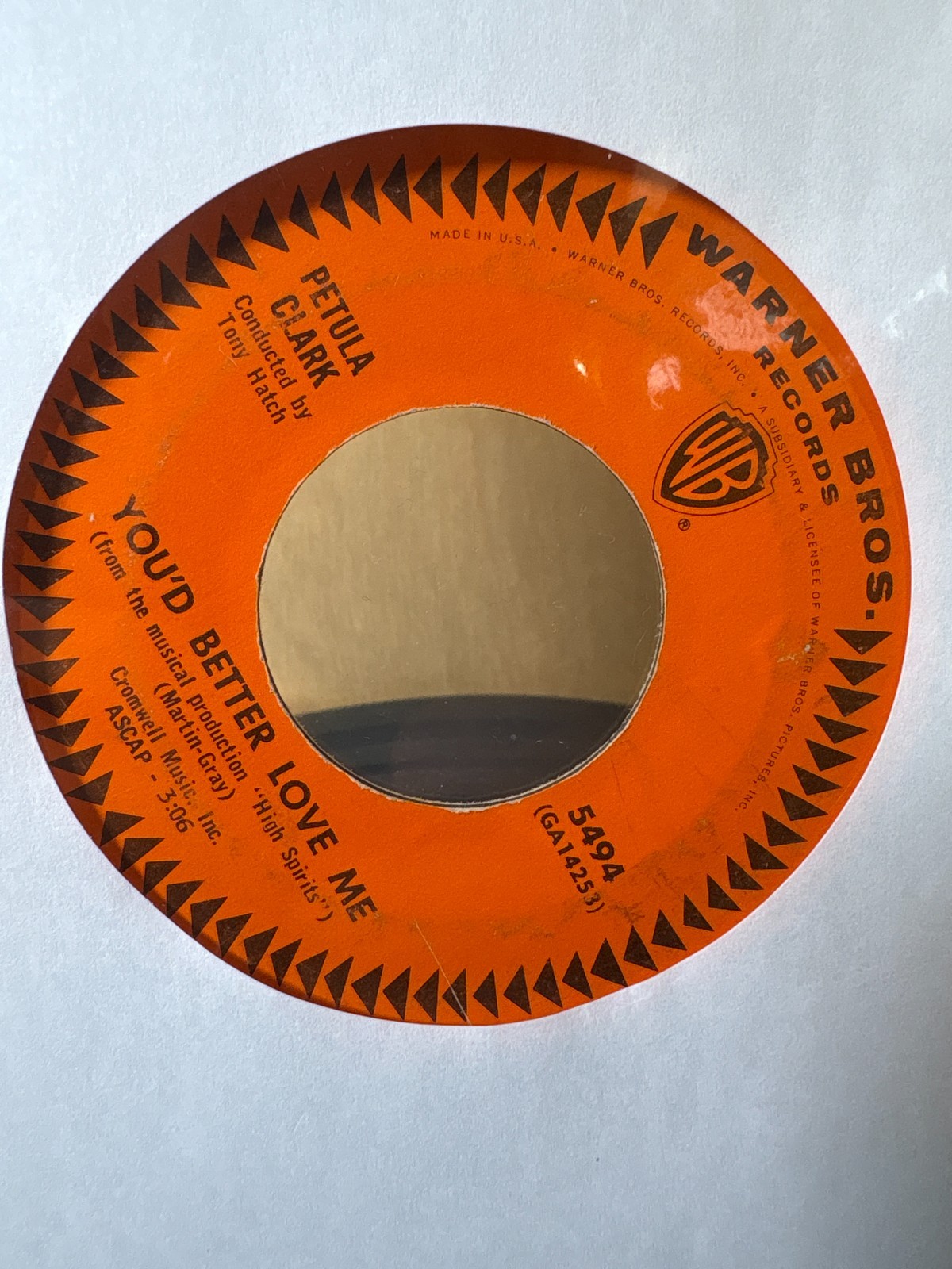 Petula Clark You’d Better Love Me / Downtown 45 RPM Warner Bros 5494