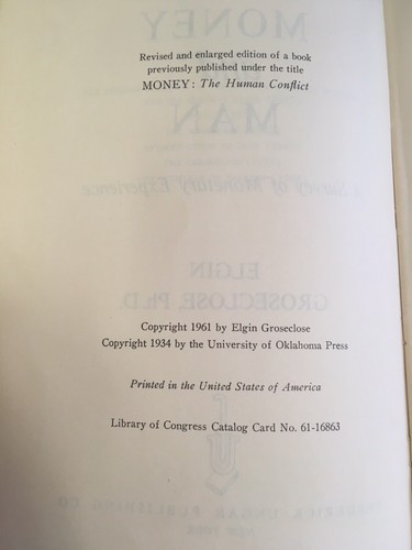 trade books , Money and Man 1961 paperback rare find