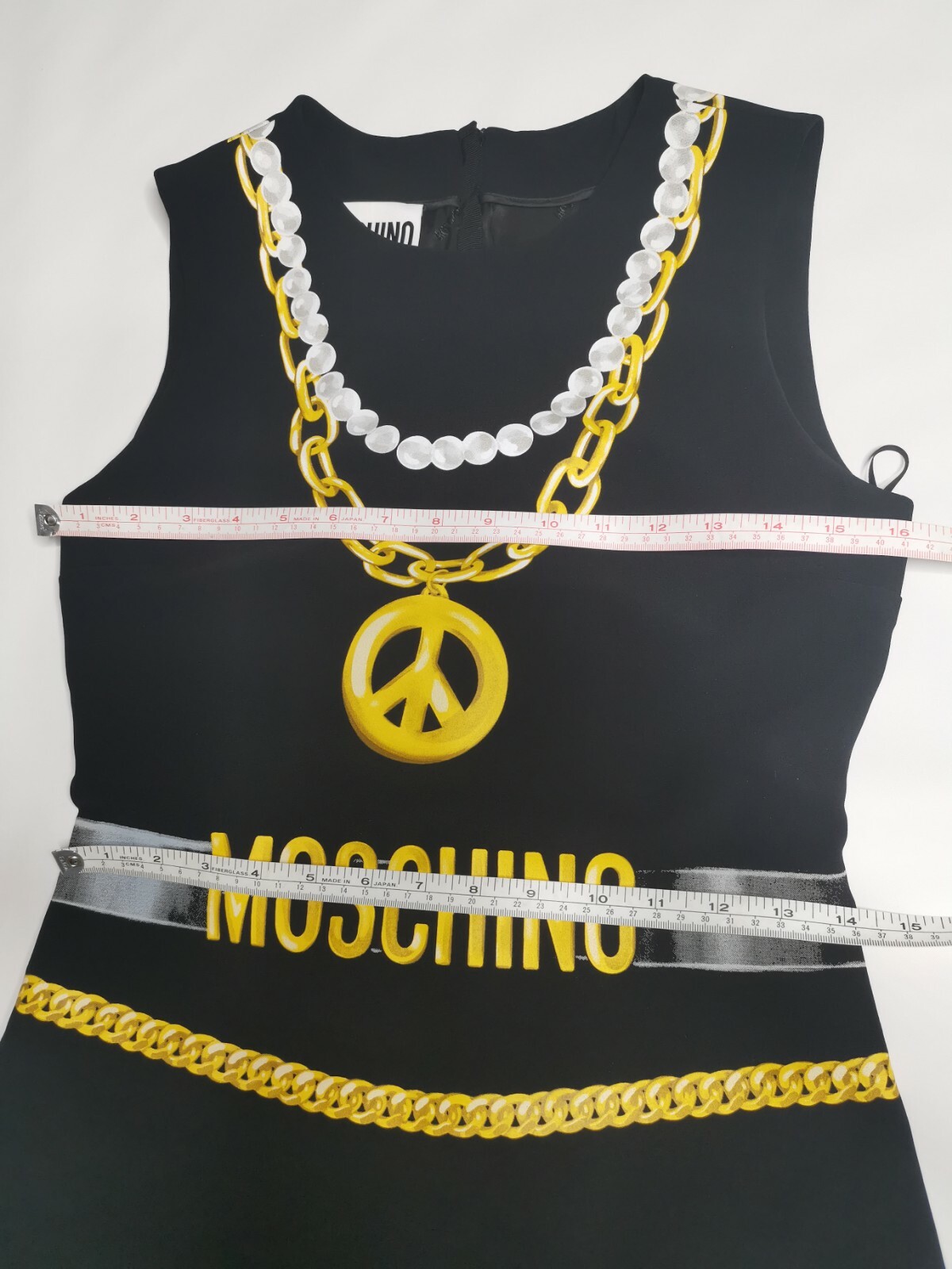 Pre-owned Moschino Couture Chain Necklace Logo Dress Black 40 / Us 6 $1055