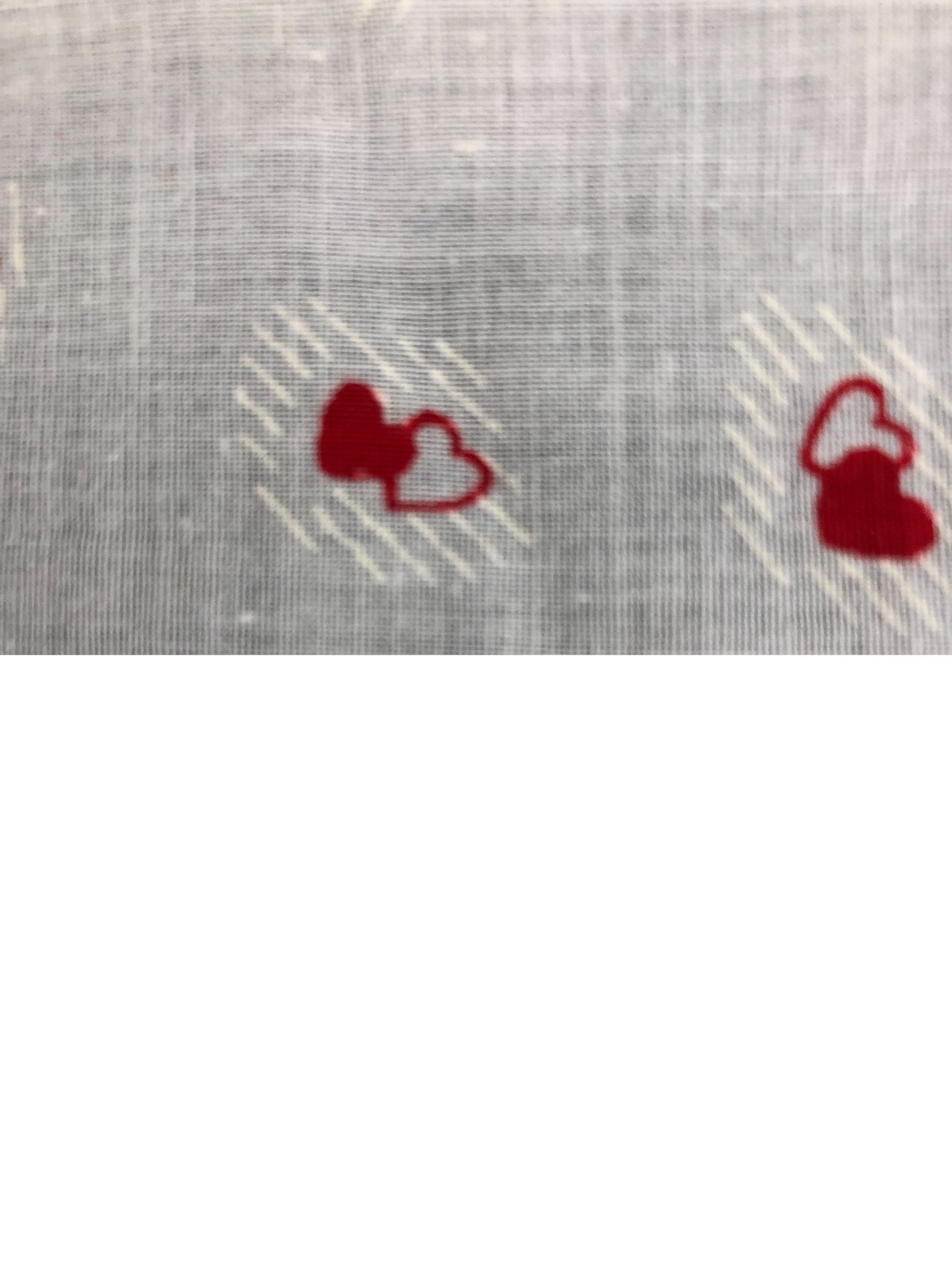 Vintage Valentine Hearts Handkerchief red white scallop edge cotton hankie
