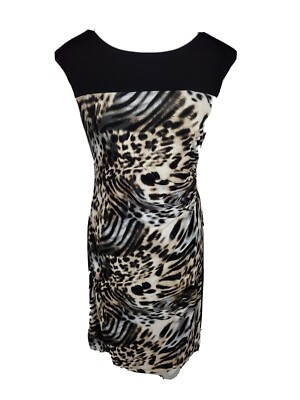 Connected New Womans Sz 6 Animal Print Stretch Poly Spandex Blend Dress S83