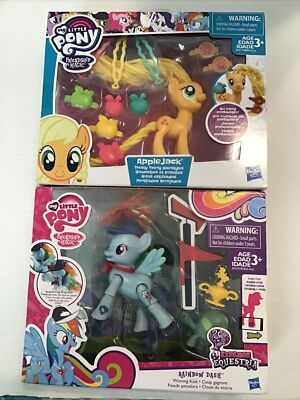My Little Pony RAINBOW DASH Explore Equestria & APPLE JACK Twirly Hairstyles NEW