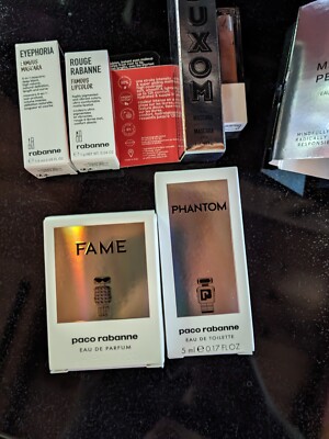 Lot of Paco Robanna Mini's Flame & Phantom, Mascara, Lip Stick And More Samples 