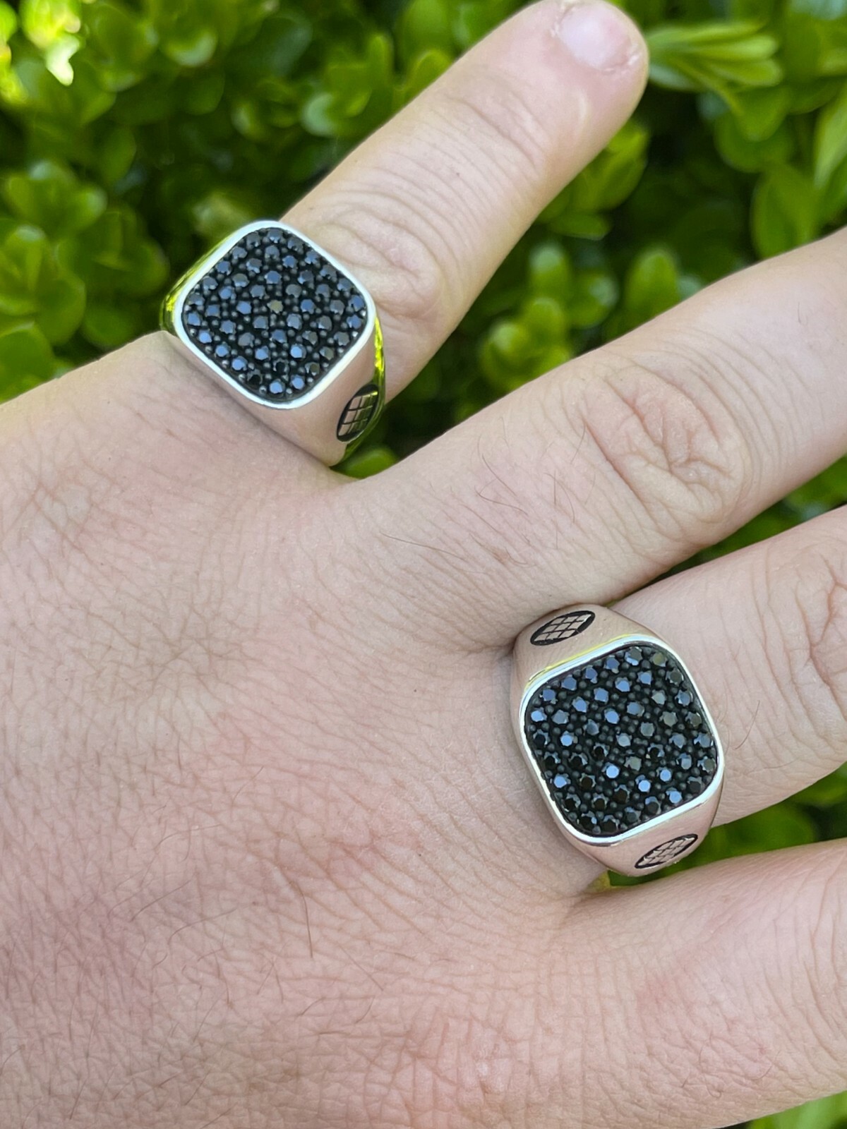 Mens Real Solid 925 Sterling Silver Ring Iced Black CZ Size