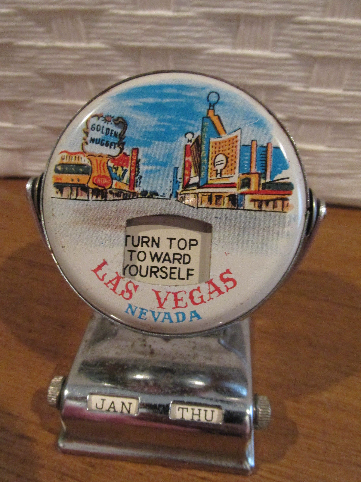 PERPETUAL FLIP CALENDAR CHROME METAL LAS VEGAS STRIP NEVADA SOUVENIR