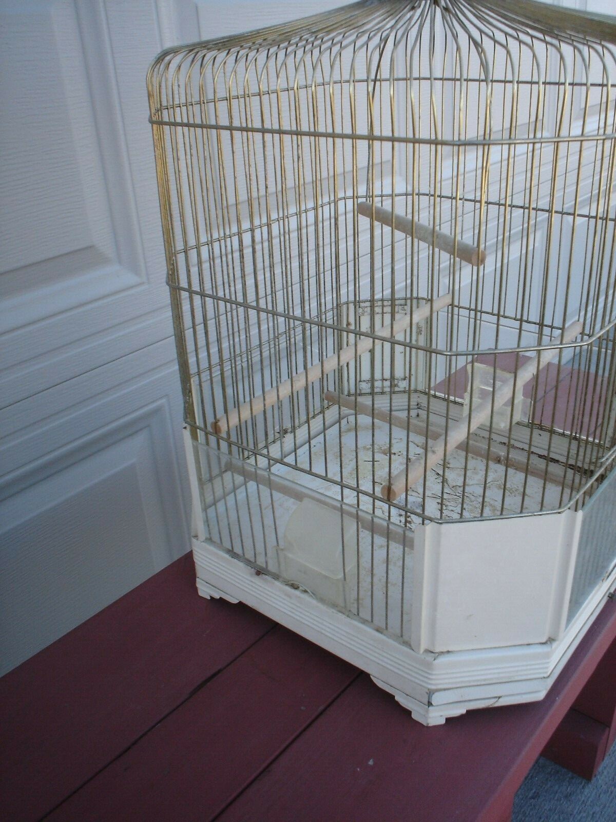 VINTAGE HENDRYX BRASS WIRE BIRD CAGE W/4 Glass Panels VGC FREE SHIPPING