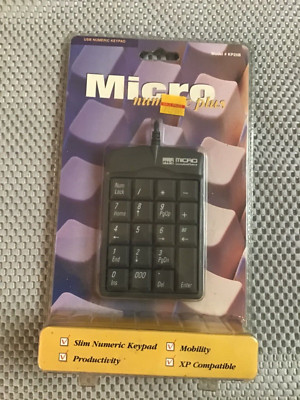 Black Numeric Keypad Plus Number Pad USB Micro Innovations KP25B Keyboard