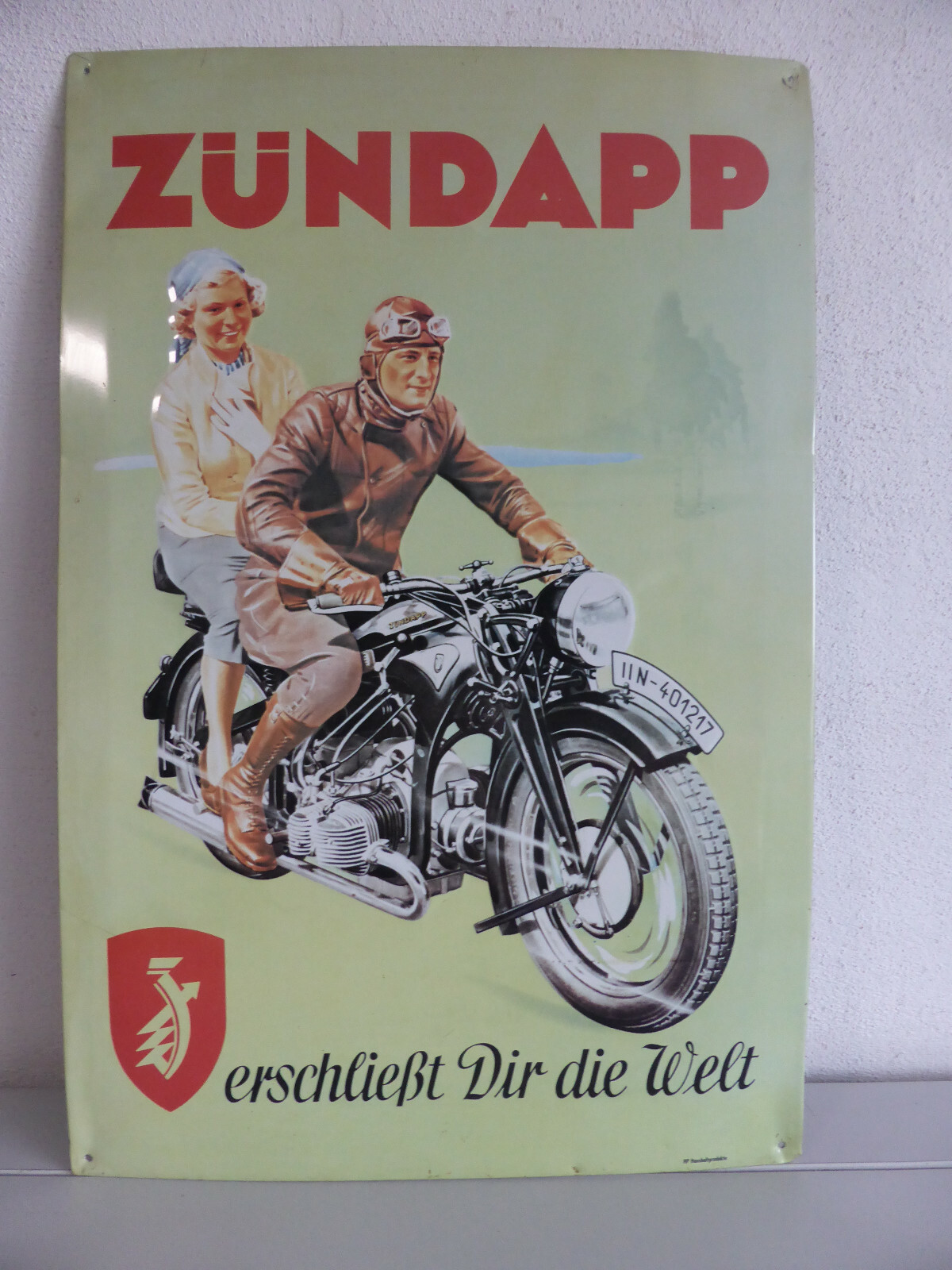 Werbeschild Emailschild Blechschild Werbung Plakat Zündapp 59 x 39 cm