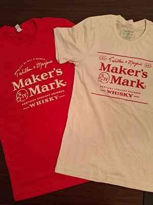 Maker's Mark Whiskey Signature Label T-Shirt Red Size Small Unisex Lot Of 2 New