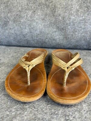 Olukai U'i Flip Flops Sandals Women's 8 Leather Thong Straps Beach Resort Cruise