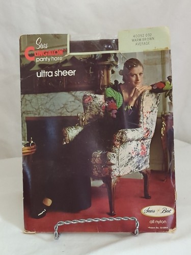Vtg NIP Sears Cling-Alon Ultra Sheer Pantyhose Sandalfoot Sz  Average Warm Brown