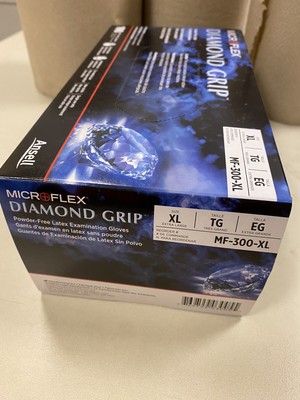 Microflex Diamond Grip Latex Gloves- 100ct/box- MF-300-XL X-LARGE