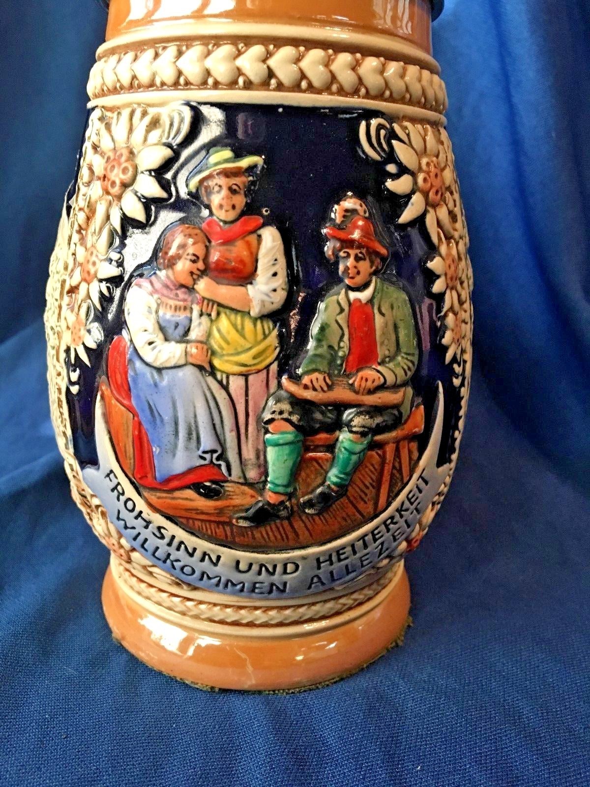 Vintage German Stein - Frohsinn und Heiterkeit Willkommen Allezeit