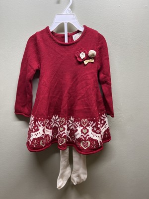 Heirloom by Polly Flinders Dress & Tights Set girls toddler 18 months Christmas