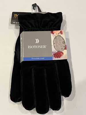 New Isotoner 3M Thinsulated Lined Men's Gloves Black Medium 40 Gram