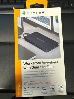 Hyper HyperDrive Next 10 Port USB-C Dock for Macbook Laptop Chromebook Surface
