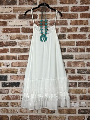 Plus Size Boho Lace Layering Tunic Tank Top Extender Slip White 1XL  2XL