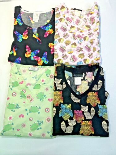 Scrub Lot Bundle of 4 Large Scrub Tops Cherokee, Cocoon, And Trust Your Journey