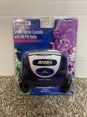 Jensen Sport Stereo Cassette w/ AM-FM Radio Model SP-50 w/Headphones NEW SEALED!