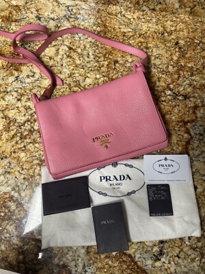 Prada Pink Leather Crossbody Bag Authentic
