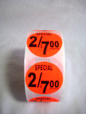1000 Round Bright Red Special  2/7.00 Price Point Retail Labels 1.5'' Stickers