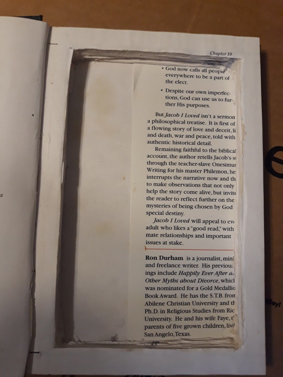 Hollow book safe (faux storage book) "Jacob I Loved" cover.