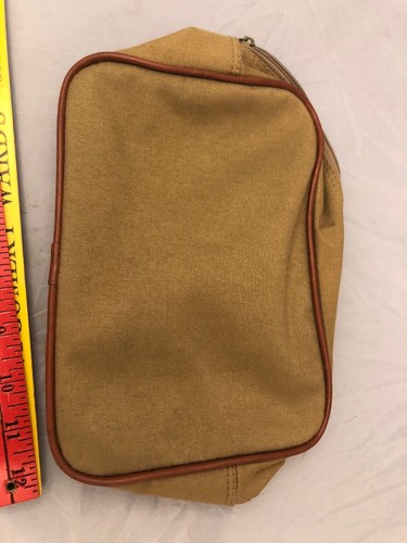 Ralph Lauren Chaps Brown Canvas Travel Toiletry Bag Razor Shaving Shower