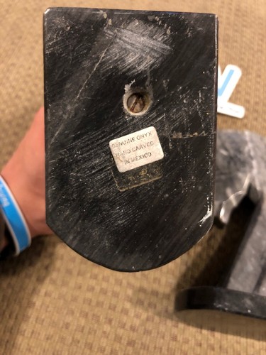 Genuine Onyx Horse Head Bookends - Chess Piece Design Grey/Black