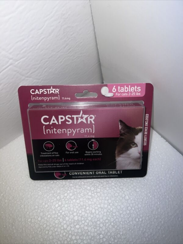 Capstar Nitenpyram 11.4mg 6 Tablets For Cats 2-25 LBS EXPIRES 04/2025 +