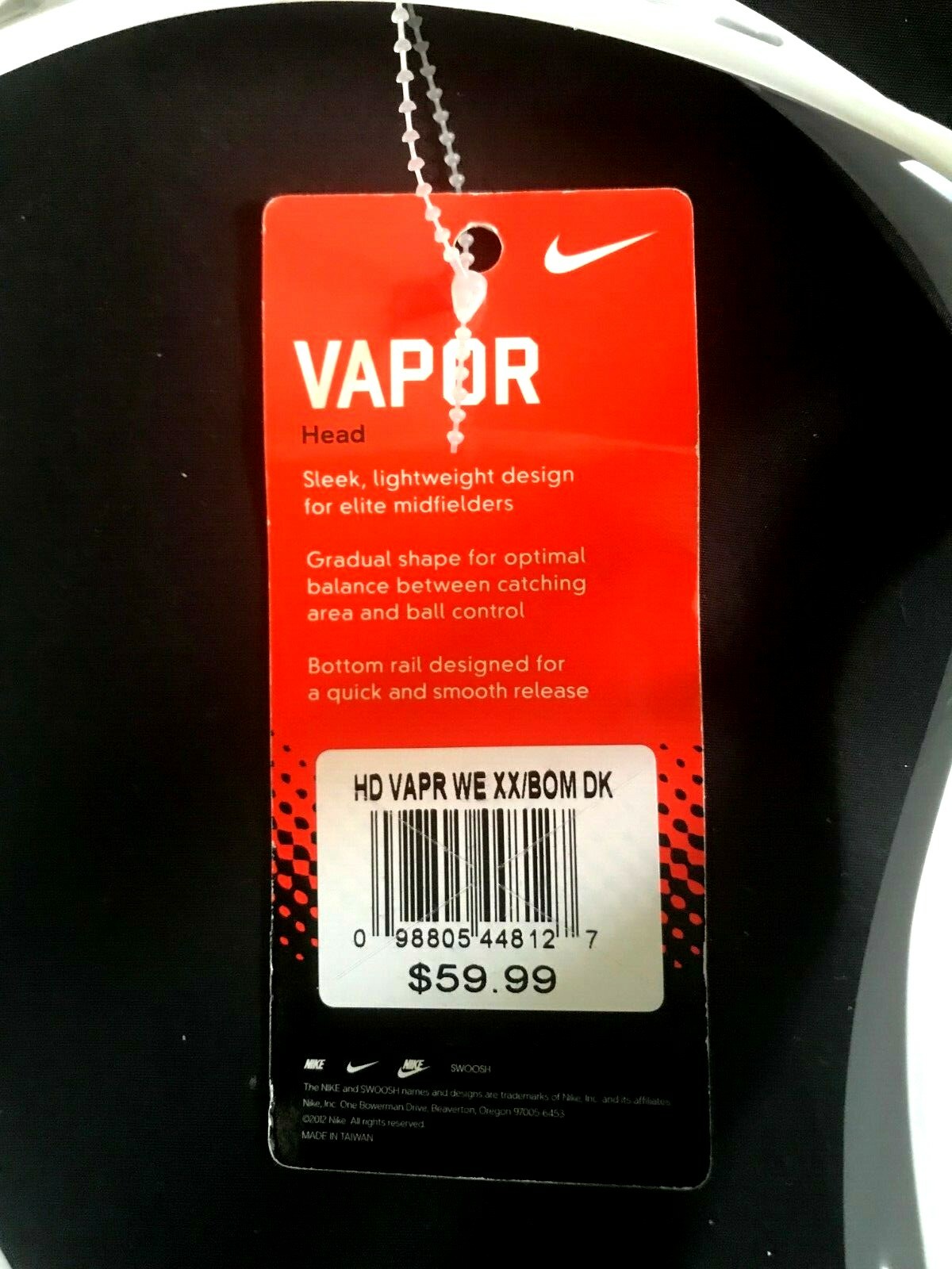 Nike Vapor Lacrosse Head Unstrung- White Model: hd vapr we xx/bom dk