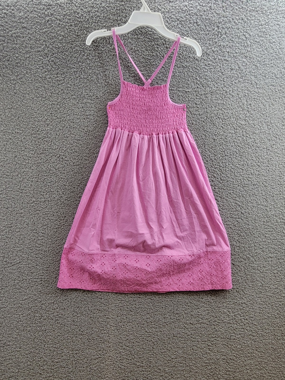 Splendid Eyelet Smocked Dress Girl's 14 Pink Square Neck Pullover - Picture 2 of 15