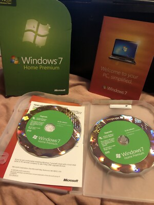 Microsoft Windows 7 Home Premium Upgrade 32 & 64 Bit DVDs MS Windows