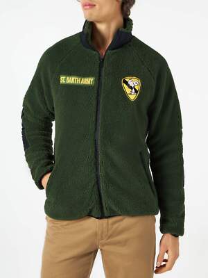 Pre-owned Mc2 Saint Barth Sherpa Jacket With Snoopy Patch | Peanuts® Special Edition S In Green