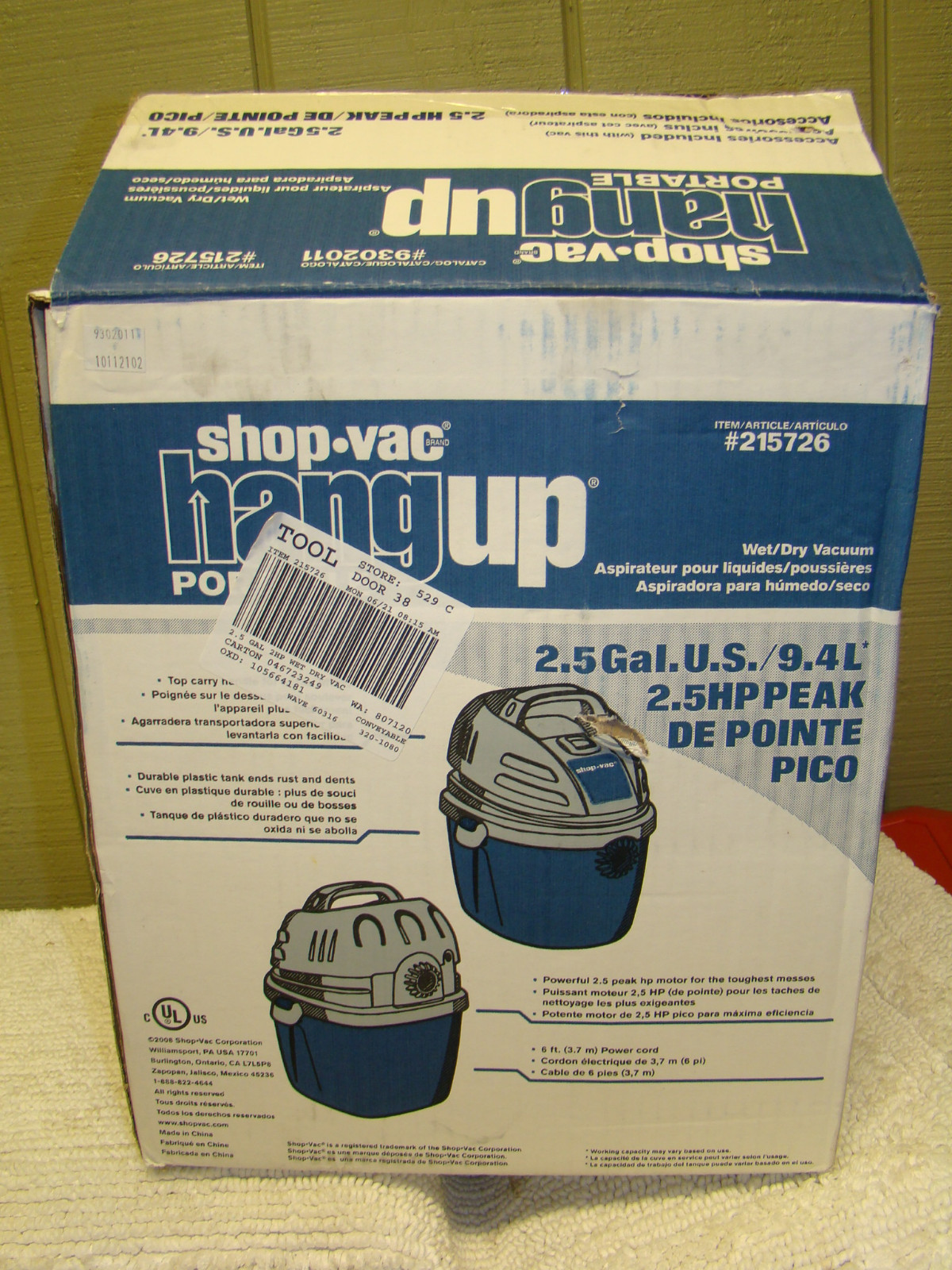 Shop-Vac Portable WetDry Vac 2.5gal