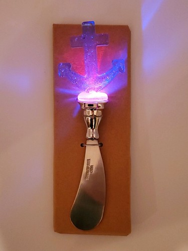 Nautical Coastal Beach Anchor Glass LED Color Changing Cheese Spreader Gift