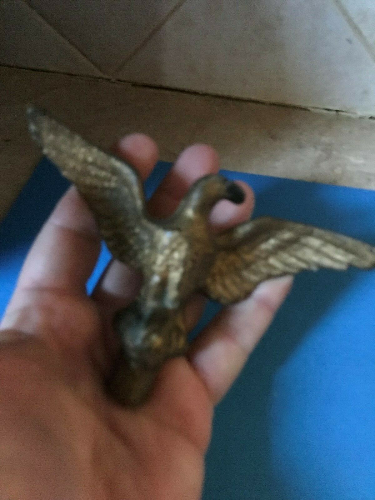 Vtg Brass Bald Eagle Flag Pole Topper Finial 5.1/4