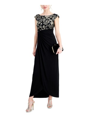 

CONNECTED APPAREL Женское черное вечернее макси-платье макси с вышивкой и рюшами и искусственным запахом, Черный