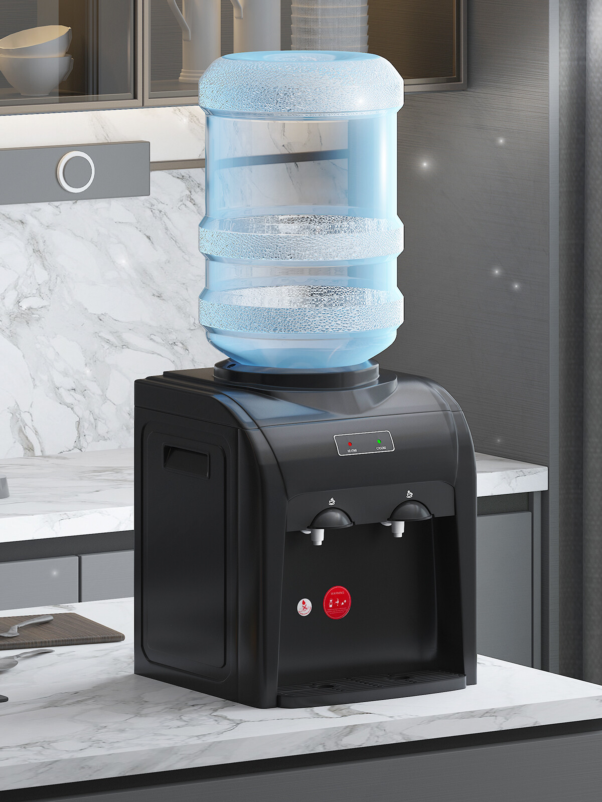 Dispenser, Hot & Cold Water, Holds 3 Or 5 Gallon Bottle