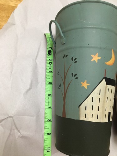 American Folk Art Metal Painted Can Basket Set Of 2