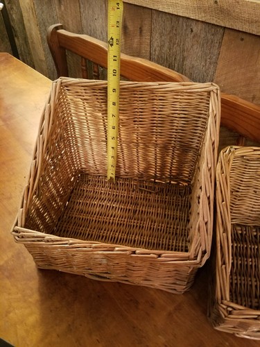 2 wicker baskets square with lower fronts