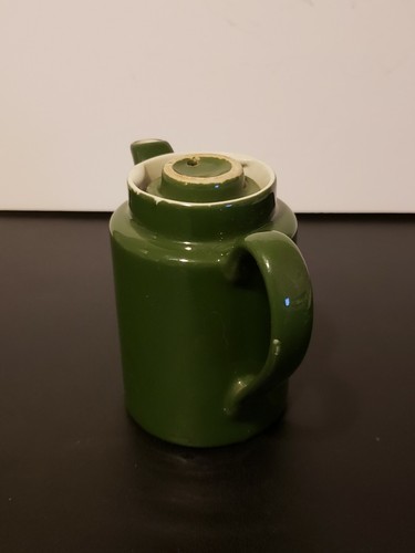 VINTAGE PERSONAL Size Green Teapot HALL Pottery Ceramic With Cover EUC