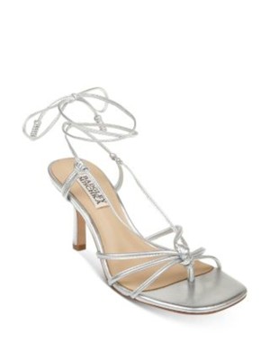 

BADGLEY MISCHKA Женские серебристые кожаные босоножки на шпильке на каблуке 10 м серебристого цвета, Серебряный, MP5343