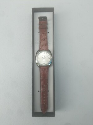 Embassy by Gruen Diamond Watch silver & brown LEATHER New needs battery TRL7#21