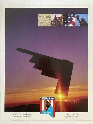 B-2 Stealth Bomber Art Poster New York naming ceremony Poster 10.5  x 14 