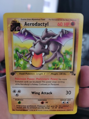 ポケモン - Aerodactyl プテラ 1ED 1st Edition 英語版 1/62 AERODACTYL 1/62 1st Edition GOLD STAMP Prerelease NEAR MINT