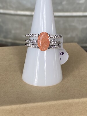 Bomb Party RBP6132  Fancy Finding You  Tangerine Ice Crystal CZ Ring SZ 9 HALO