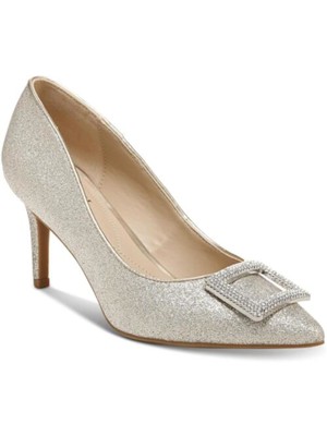 ALFANI Womens Gold Jerison Pointed Toe Stiletto Slip On Dress Pumps Shoes 8.5 M